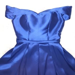Blue Off Shoulder Formal Dress